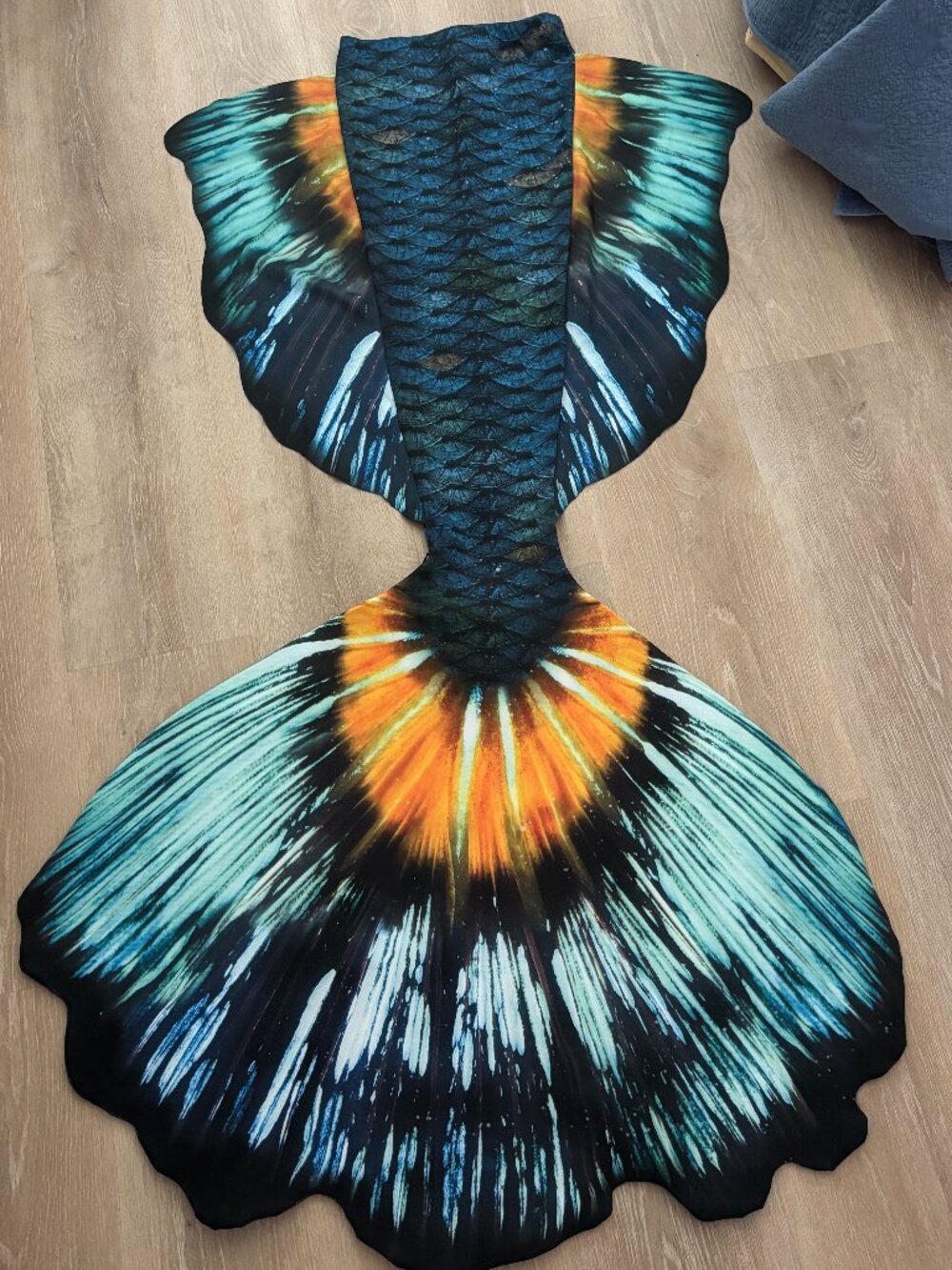 Swim Tails Blue Betta Mermaid Tail Fabric with Vinyl Insert XS